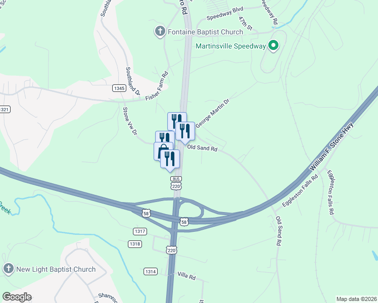 map of restaurants, bars, coffee shops, grocery stores, and more near 10 Old Sand Road in Ridgeway