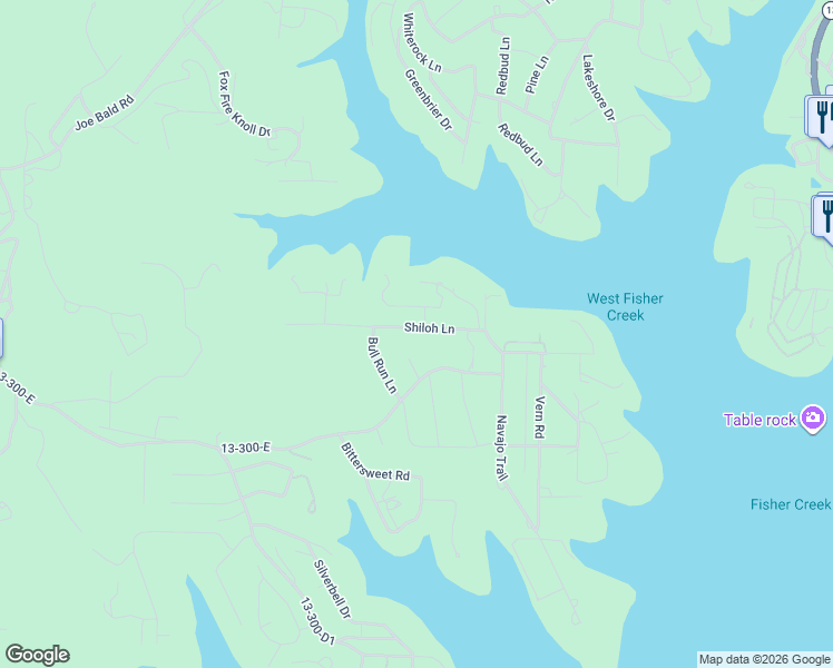 map of restaurants, bars, coffee shops, grocery stores, and more near 224 Shiloh Lane in Kimberling City
