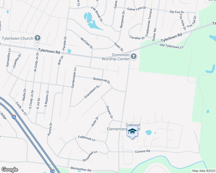 map of restaurants, bars, coffee shops, grocery stores, and more near 644 Buttercup Drive in Clarksville