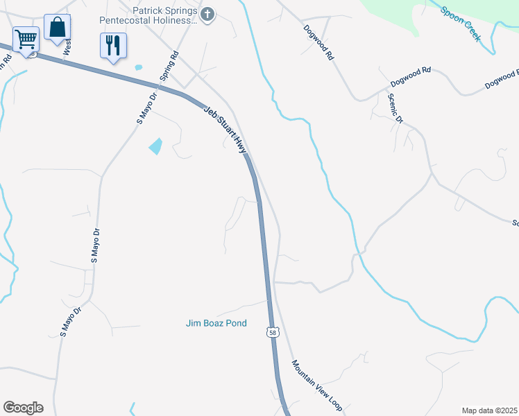 map of restaurants, bars, coffee shops, grocery stores, and more near 21542 Jeb Stuart Highway in Stuart