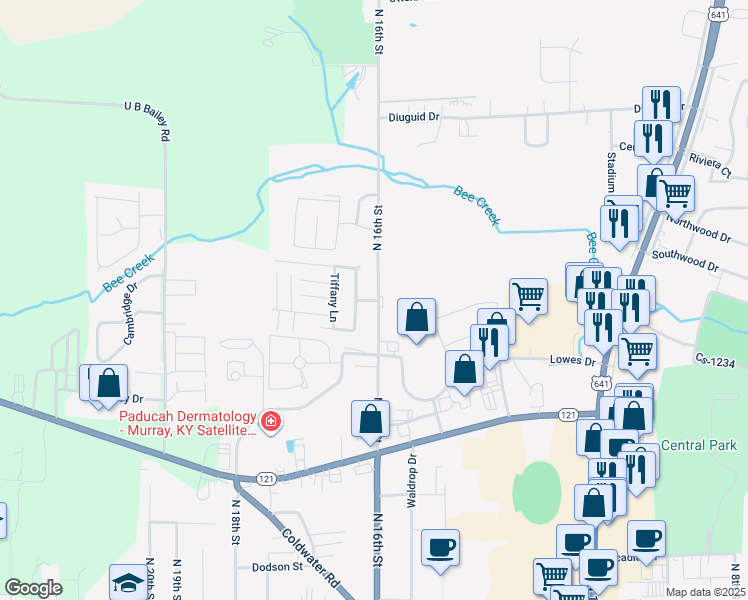 map of restaurants, bars, coffee shops, grocery stores, and more near 1403 North 16th Street in Murray