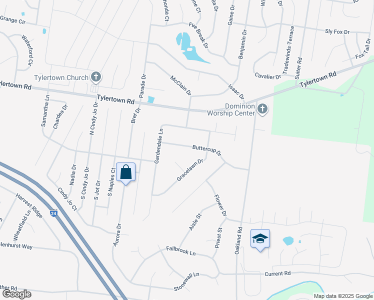 map of restaurants, bars, coffee shops, grocery stores, and more near 684 Buttercup Drive in Clarksville