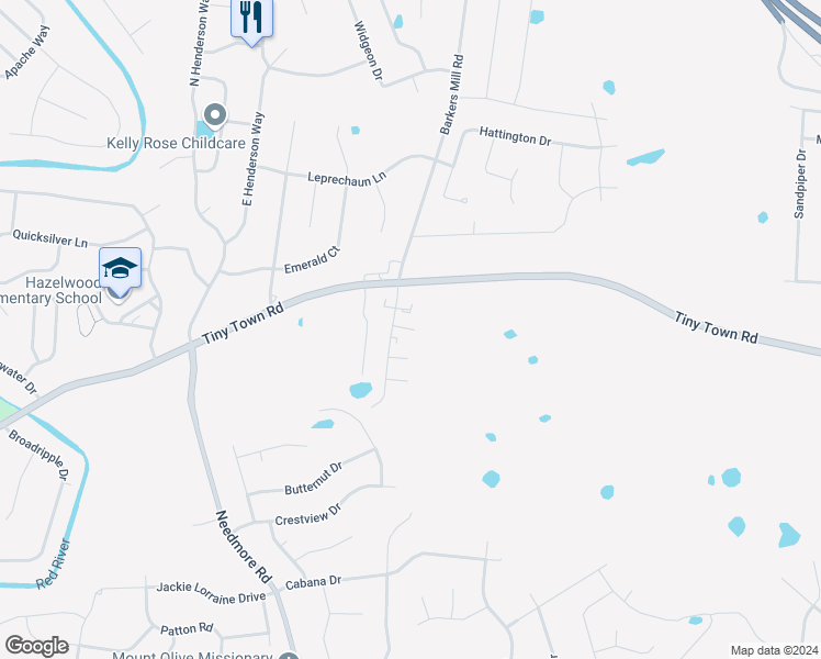 map of restaurants, bars, coffee shops, grocery stores, and more near 3280 Tower Drive in Clarksville