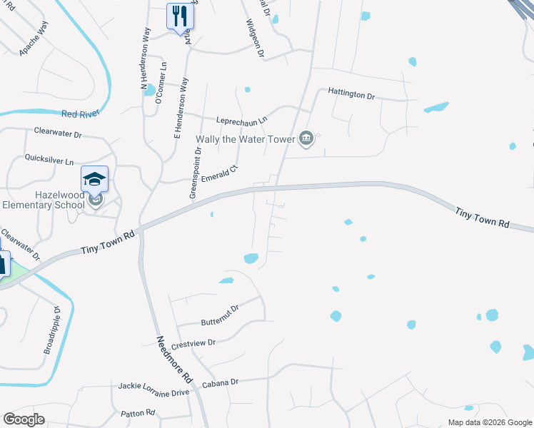 map of restaurants, bars, coffee shops, grocery stores, and more near 3280 Tower Drive in Clarksville
