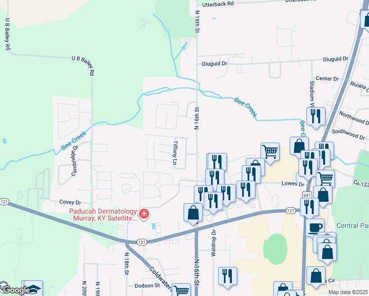 map of restaurants, bars, coffee shops, grocery stores, and more near 1309-1407 Tiffany Ln in Murray