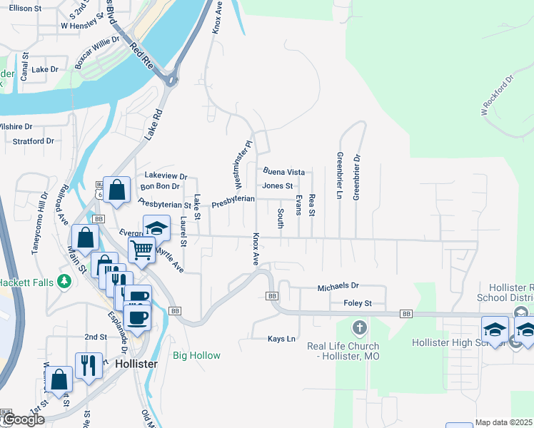 map of restaurants, bars, coffee shops, grocery stores, and more near 144 Branson Creek Boulevard in Hollister