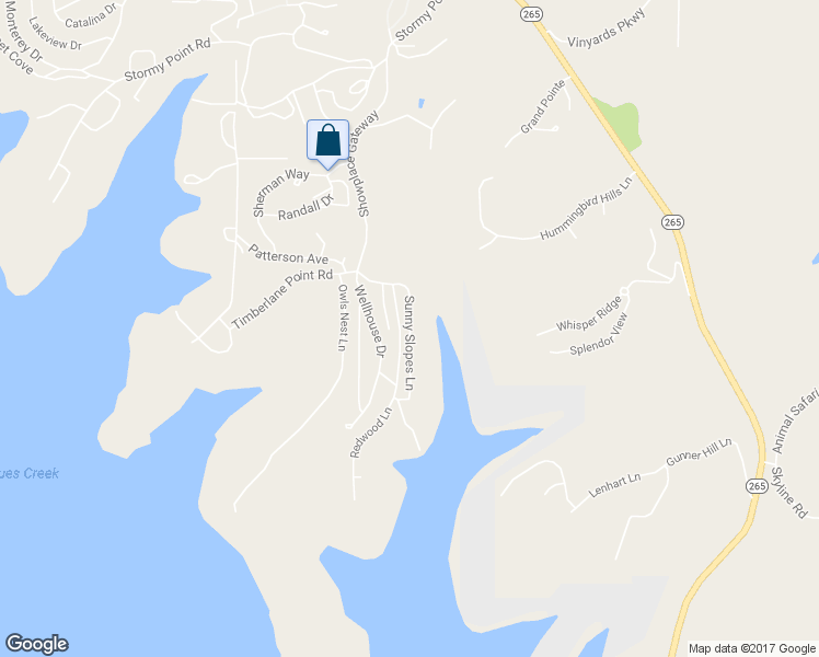 map of restaurants, bars, coffee shops, grocery stores, and more near Sunny Slopes Lane in Branson