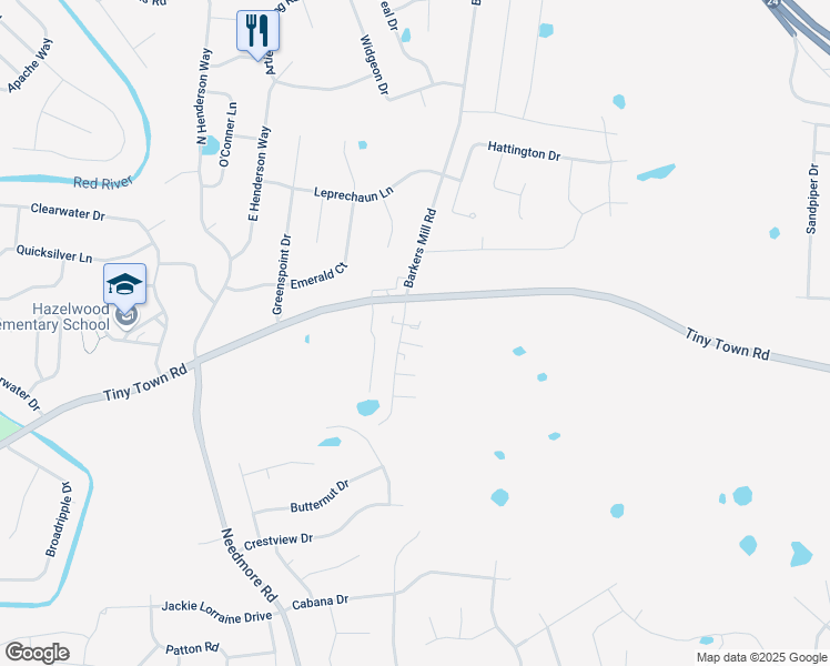 map of restaurants, bars, coffee shops, grocery stores, and more near 3281 Tower Drive in Clarksville