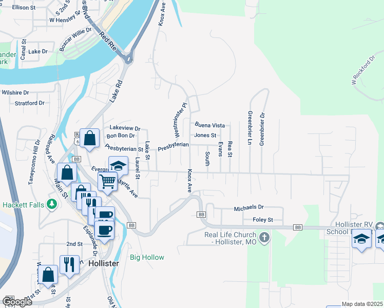 map of restaurants, bars, coffee shops, grocery stores, and more near 302 Knox Avenue in Hollister