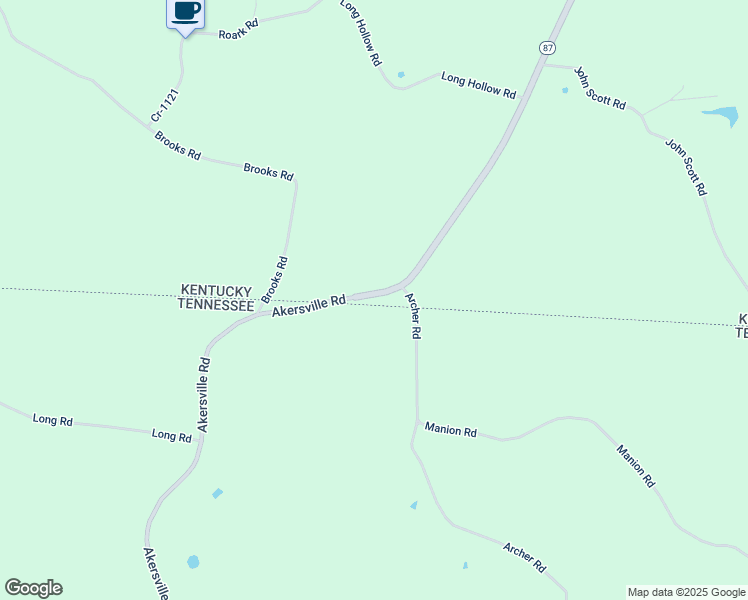 map of restaurants, bars, coffee shops, grocery stores, and more near 8224 Akersville Road in Fountain Run