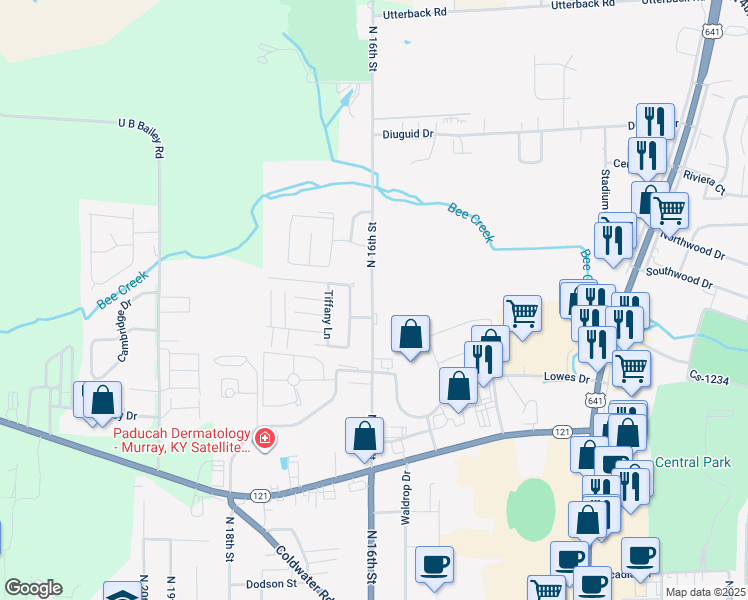 map of restaurants, bars, coffee shops, grocery stores, and more near 1403 North 16th Street in Murray