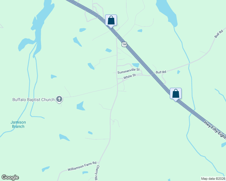 map of restaurants, bars, coffee shops, grocery stores, and more near 1949 Cherry Hill Church Road in Buffalo Junction