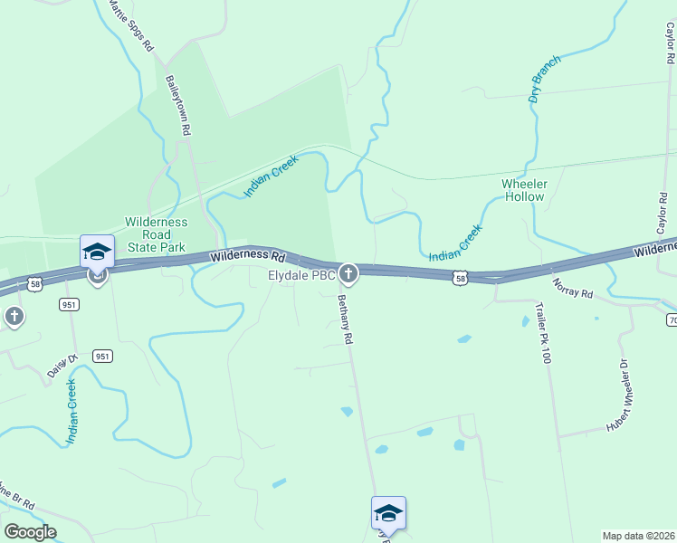 map of restaurants, bars, coffee shops, grocery stores, and more near Daniel Boone Trail in Ewing