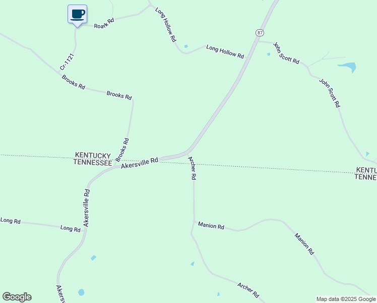 map of restaurants, bars, coffee shops, grocery stores, and more near 8224 Akersville Road in Fountain Run