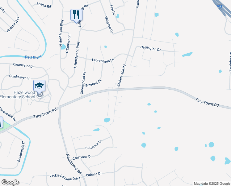 map of restaurants, bars, coffee shops, grocery stores, and more near 3292 Tower Drive in Clarksville