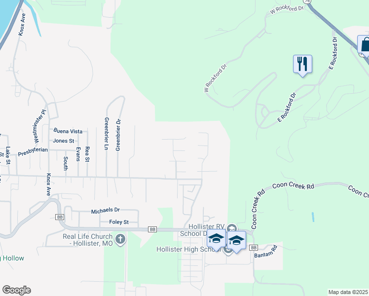 map of restaurants, bars, coffee shops, grocery stores, and more near 201 Ponderosa Pine Court in Hollister