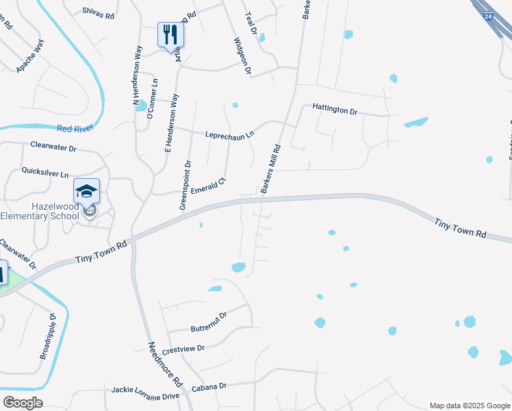 map of restaurants, bars, coffee shops, grocery stores, and more near 2475 Tennessee 236 in Clarksville