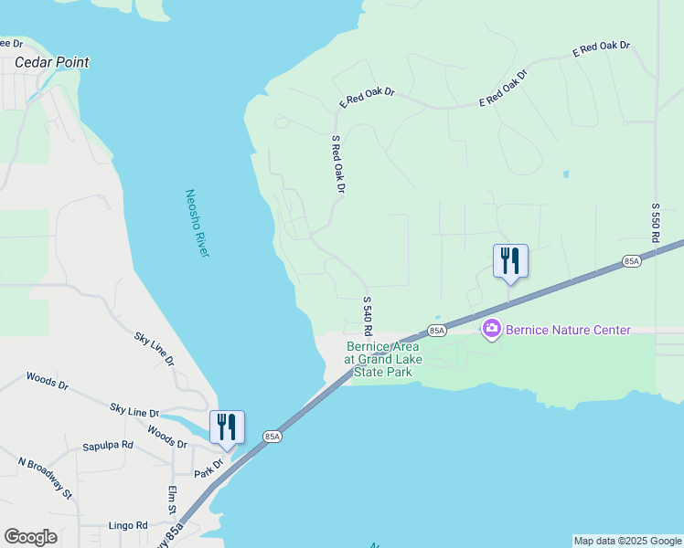 map of restaurants, bars, coffee shops, grocery stores, and more near South 540 Road in Afton