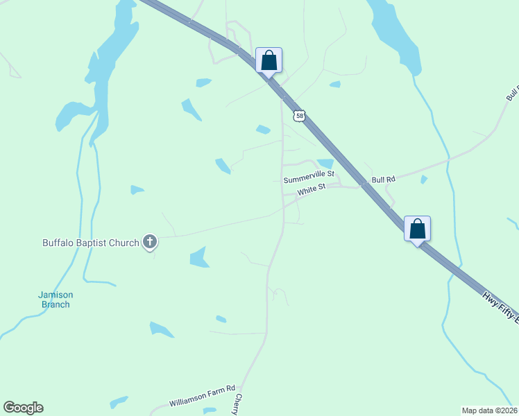 map of restaurants, bars, coffee shops, grocery stores, and more near 1949 Cherry Hill Church Road in Buffalo Junction