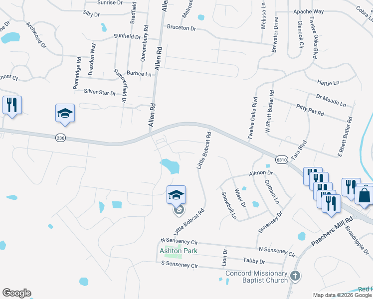 map of restaurants, bars, coffee shops, grocery stores, and more near 3285 Wiser Drive in Clarksville