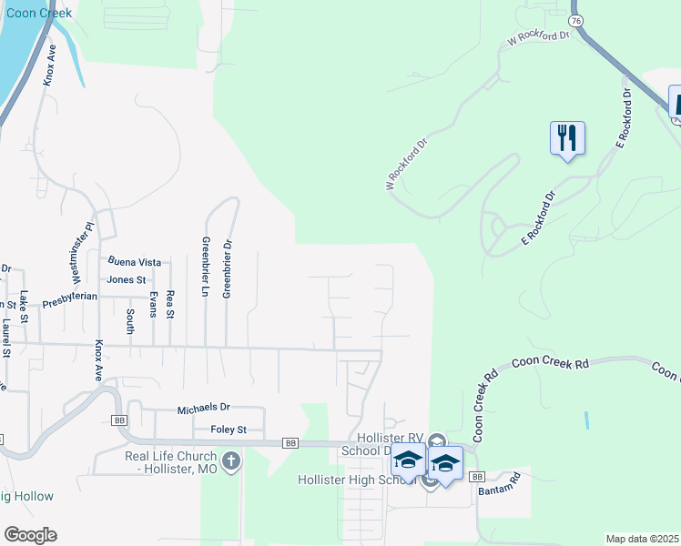 map of restaurants, bars, coffee shops, grocery stores, and more near 201 Ponderosa Pine Court in Hollister