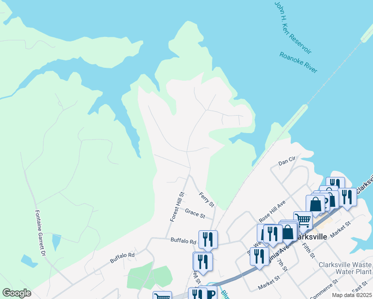map of restaurants, bars, coffee shops, grocery stores, and more near 133-135 Forest Hill Street in Clarksville