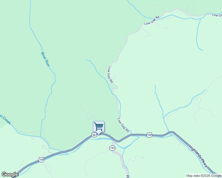 map of restaurants, bars, coffee shops, grocery stores, and more near 413 Low Gap Road in Mouth of Wilson