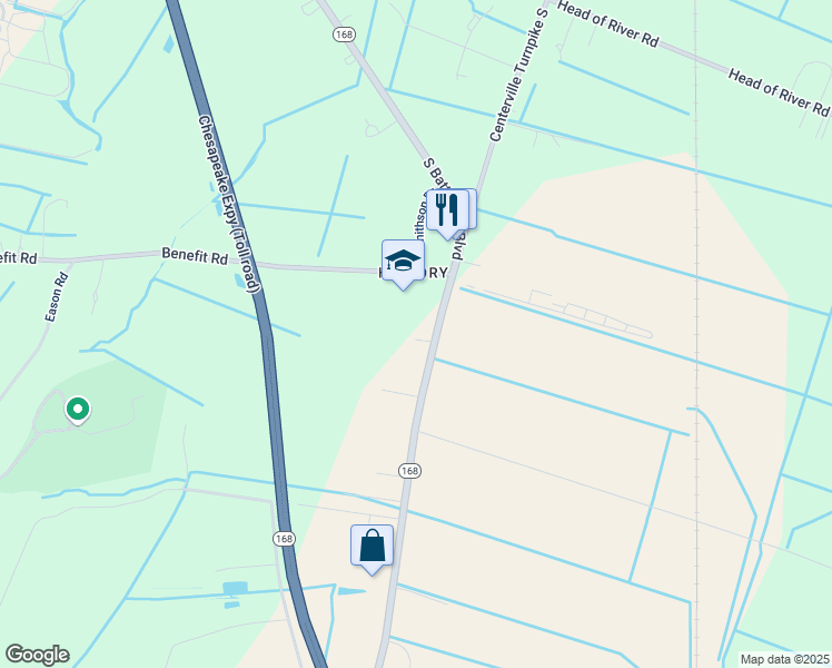 map of restaurants, bars, coffee shops, grocery stores, and more near 2728 South Battlefield Boulevard in Chesapeake