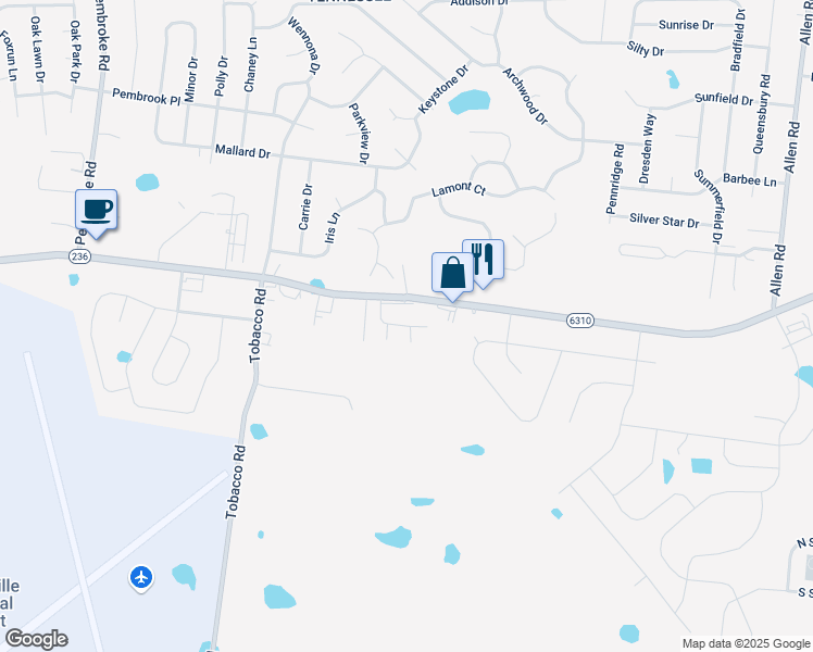 map of restaurants, bars, coffee shops, grocery stores, and more near 830 Tiny Town Road in Clarksville