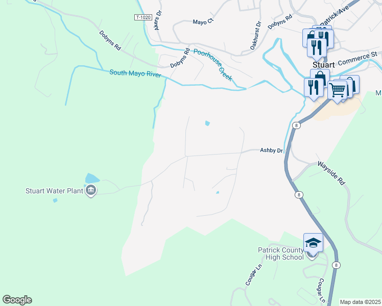 map of restaurants, bars, coffee shops, grocery stores, and more near 454 Ashby Drive in Stuart