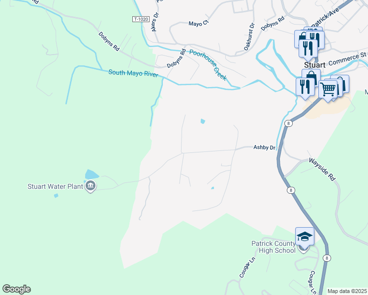 map of restaurants, bars, coffee shops, grocery stores, and more near 454 Ashby Drive in Stuart