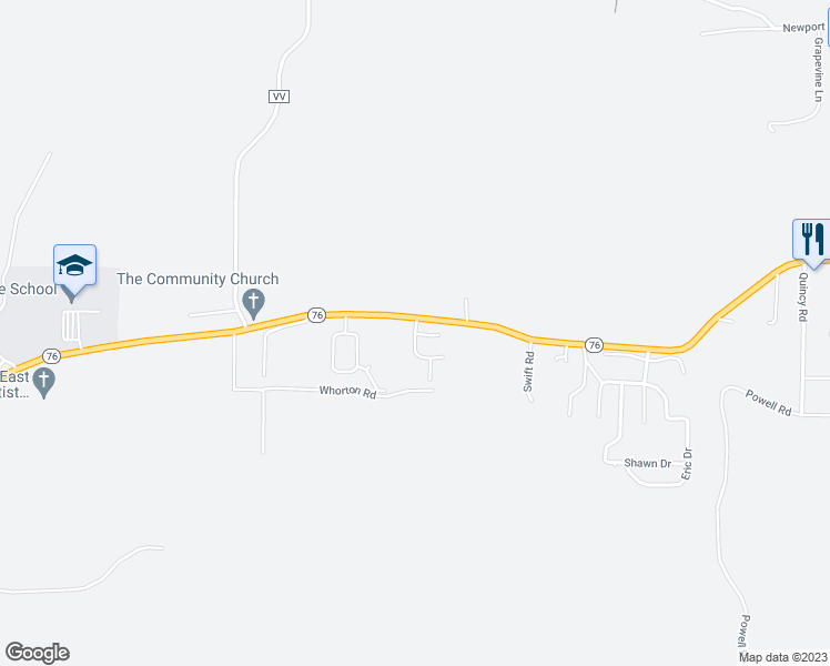 map of restaurants, bars, coffee shops, grocery stores, and more near 404 Twin Oaks in Kirbyville