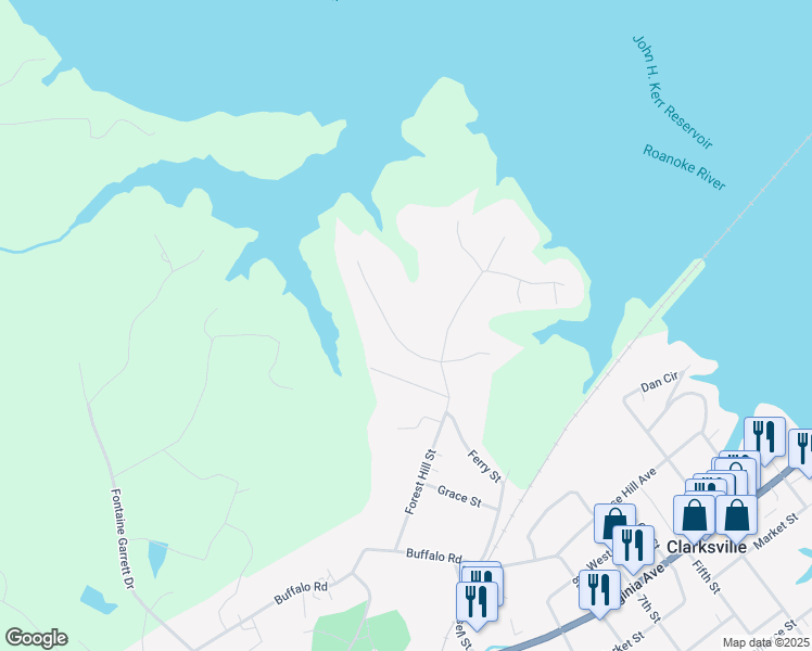 map of restaurants, bars, coffee shops, grocery stores, and more near 133-135 Forest Hill Street in Clarksville