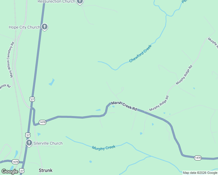 map of restaurants, bars, coffee shops, grocery stores, and more near H King Road in Strunk