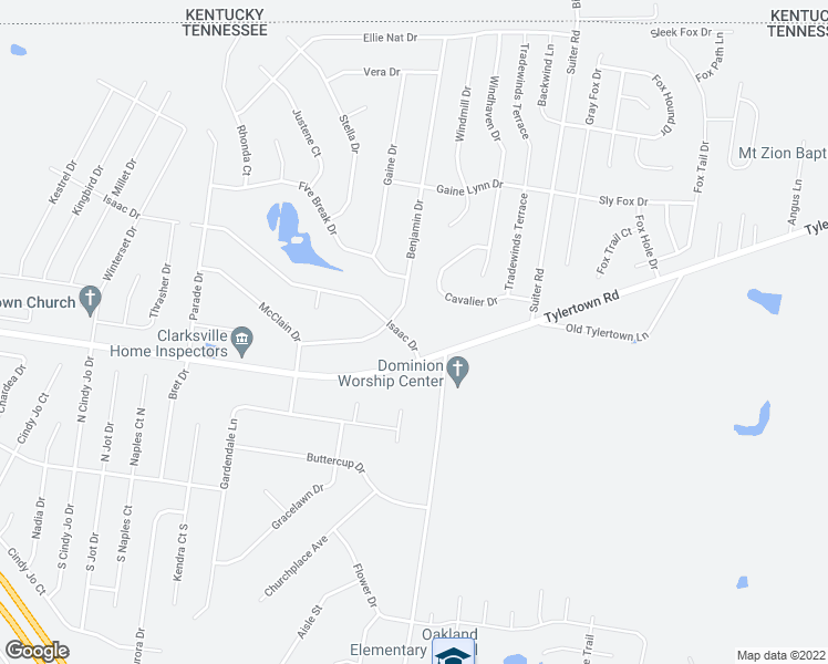 map of restaurants, bars, coffee shops, grocery stores, and more near 754 Isaac Drive in Clarksville
