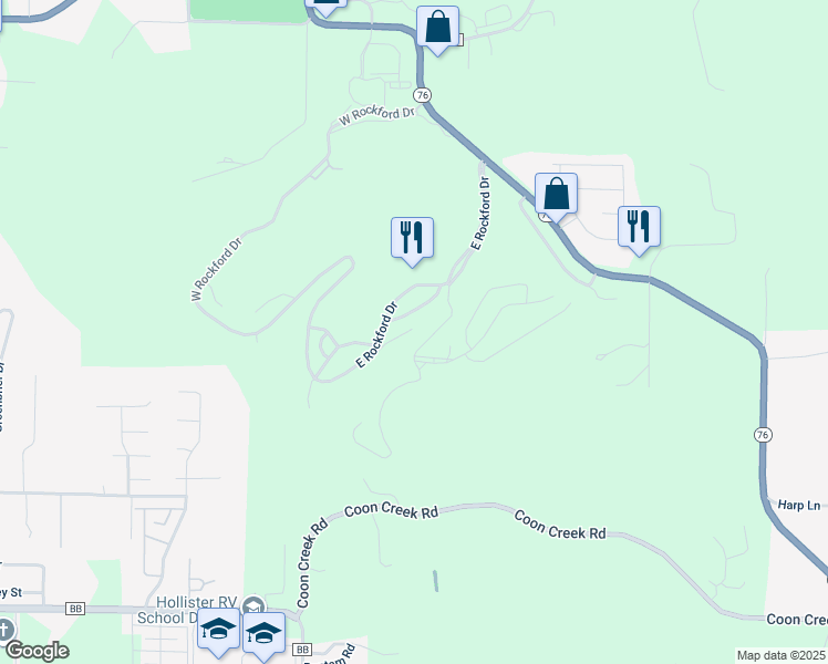 map of restaurants, bars, coffee shops, grocery stores, and more near 595 Timber Creek J 302 Creek in Kirbyville
