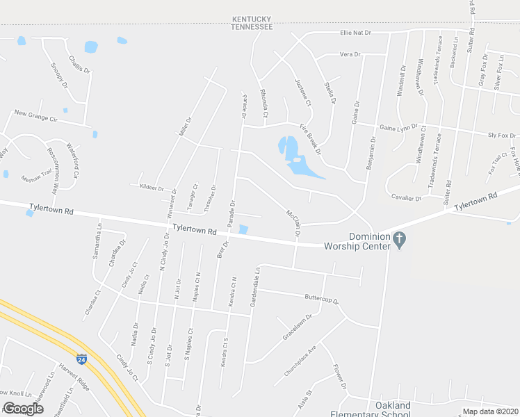 map of restaurants, bars, coffee shops, grocery stores, and more near 783 Parade Court in Clarksville