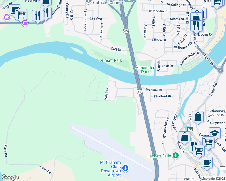 map of restaurants, bars, coffee shops, grocery stores, and more near 150 Wilshire Drive in Hollister