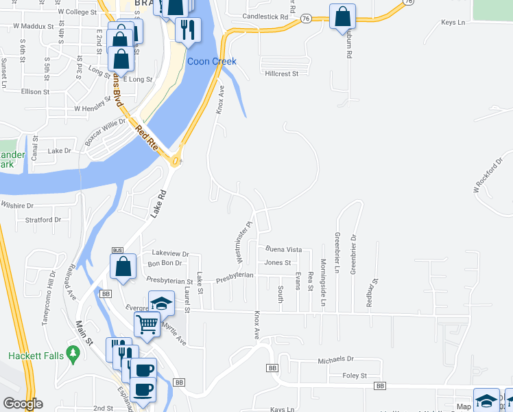 map of restaurants, bars, coffee shops, grocery stores, and more near 608 Knox Avenue in Hollister