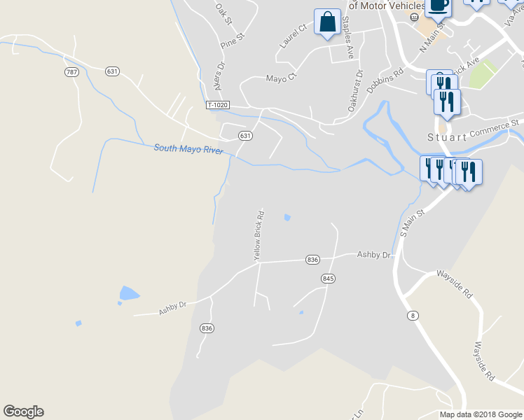 map of restaurants, bars, coffee shops, grocery stores, and more near 155 Yellow Brick Road in Stuart
