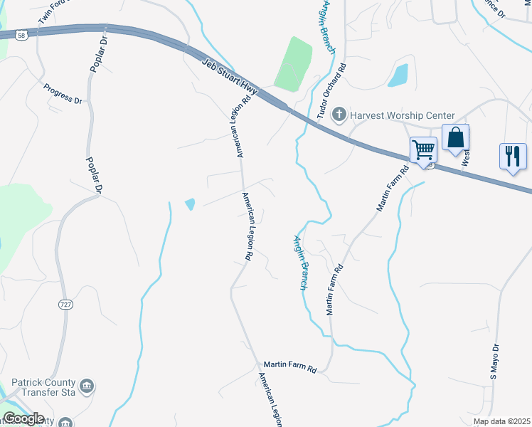 map of restaurants, bars, coffee shops, grocery stores, and more near 1134 American Legion Road in Stuart