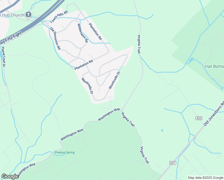 map of restaurants, bars, coffee shops, grocery stores, and more near 15557 Monticello Drive in Bristol