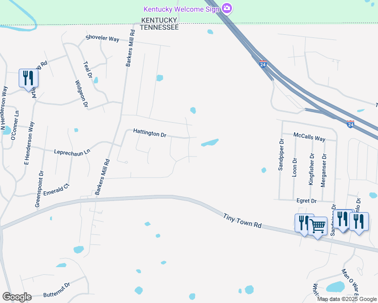 map of restaurants, bars, coffee shops, grocery stores, and more near 208 Union Camp Boulevard in Clarksville