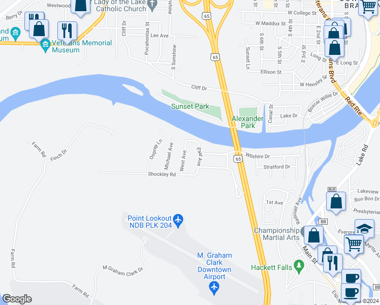 map of restaurants, bars, coffee shops, grocery stores, and more near 140 Wilshire Drive in Hollister
