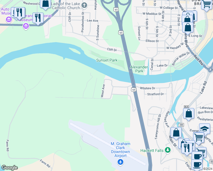 map of restaurants, bars, coffee shops, grocery stores, and more near 140 Wilshire Drive in Hollister