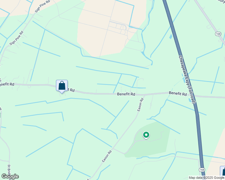 map of restaurants, bars, coffee shops, grocery stores, and more near 516 Benefit Road in Chesapeake