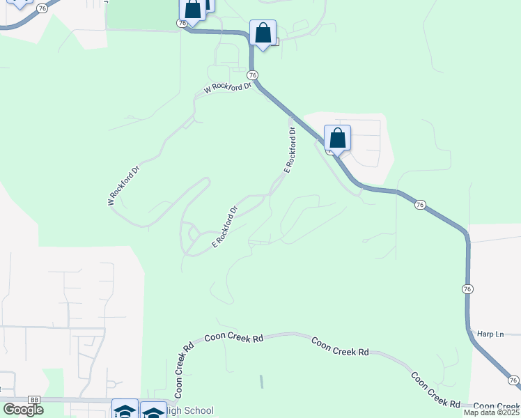 map of restaurants, bars, coffee shops, grocery stores, and more near 515 Valley View in Branson