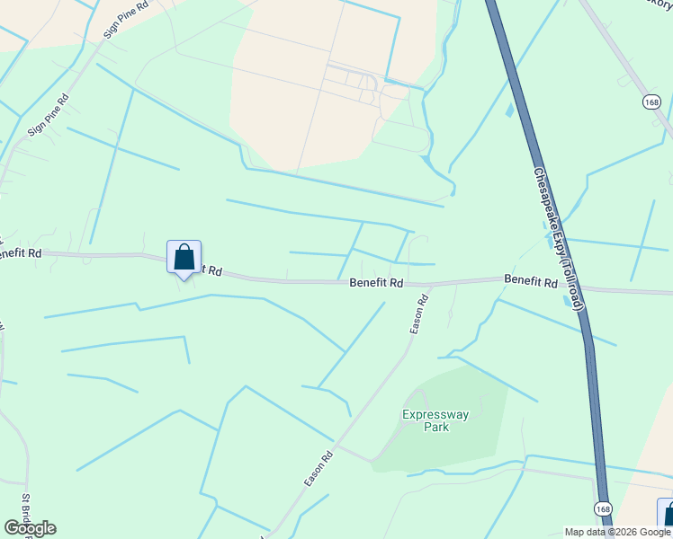 map of restaurants, bars, coffee shops, grocery stores, and more near 516 Benefit Road in Chesapeake