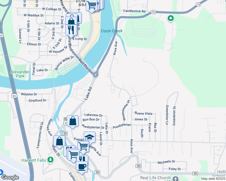 map of restaurants, bars, coffee shops, grocery stores, and more near 138 Baity Road in Hollister