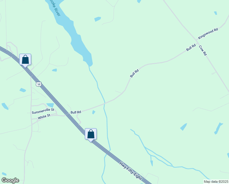 map of restaurants, bars, coffee shops, grocery stores, and more near 680-798 Bull Road in Buffalo Junction
